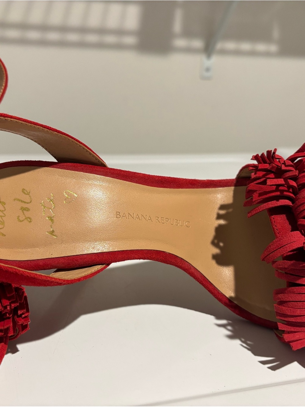 Banana Republic Red Suede Fringe Slingback Heels - Picture 4 of 4